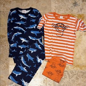 Hanna Andersson Blue Shark and Orange Tiger Pajama Set